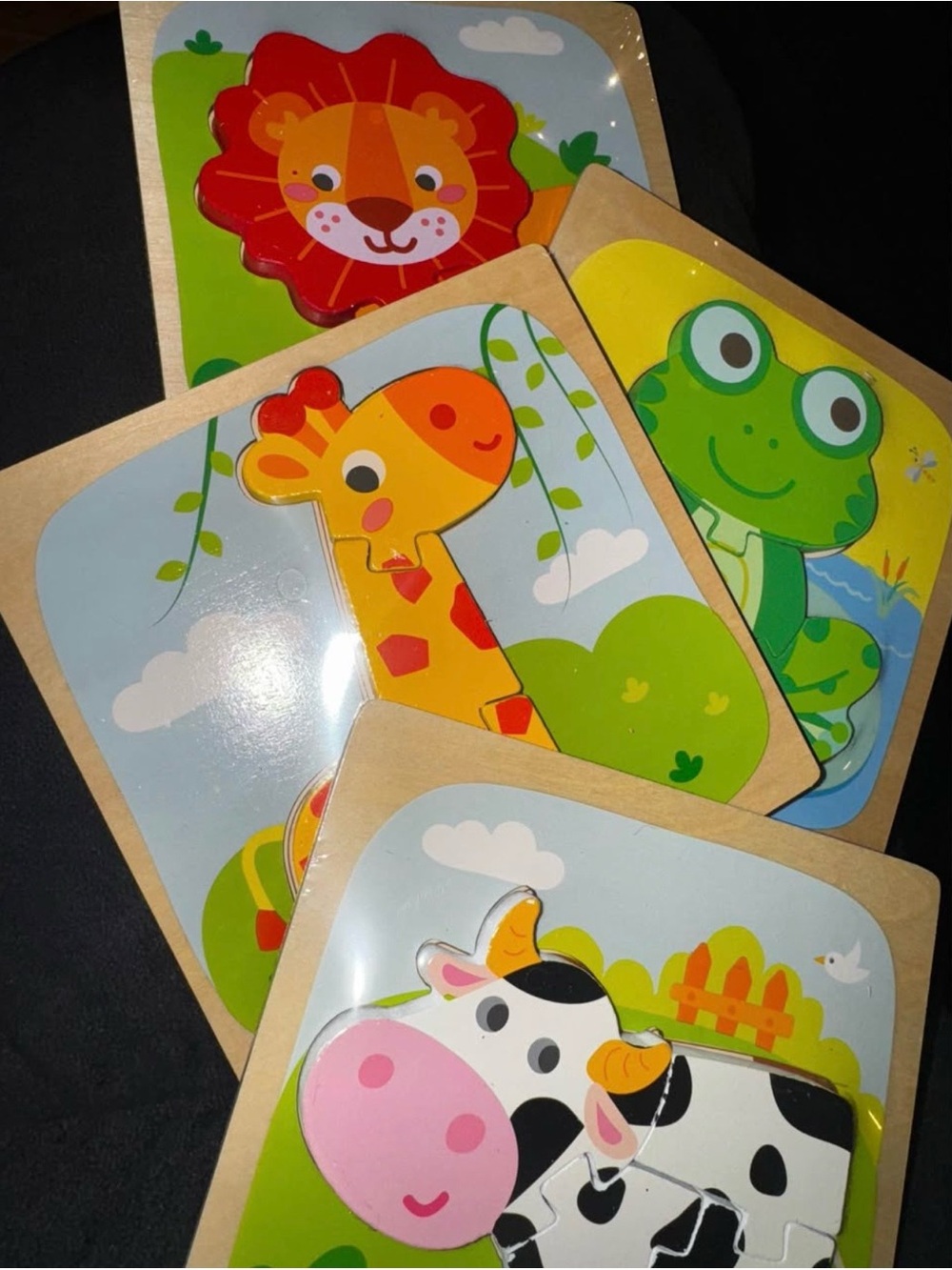 Wooden Animal Chunky Puzzles Set - Multi-Color